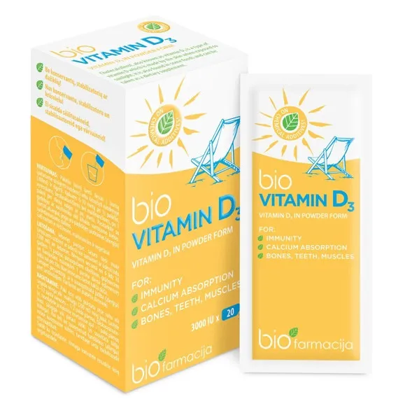 Maisto papildas bioVitaminas D3 milteliai N20
