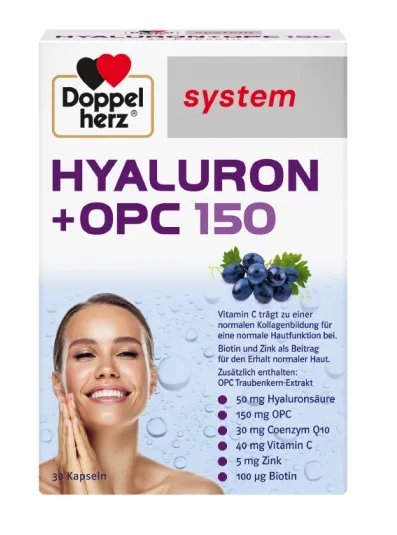 Maisto papildas DOPPELHERZ Hyaluron + OPC kapsulės N30