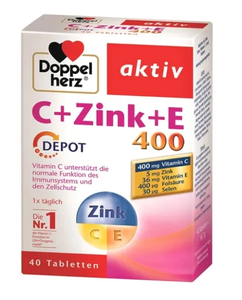 Maisto papildas DOPPELHERZ aktiv C + Zinc + Selen + E, DEPOT N40