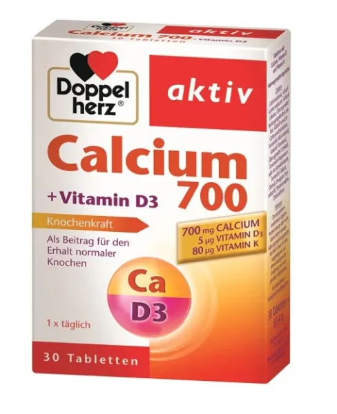 Maisto papildas DOPPELHERZ aktiv Calcium 700 + Vitamin D3 N30