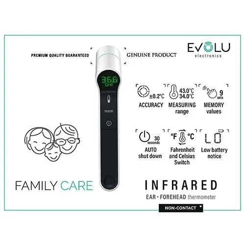 EVOLU bekontaktis termometras infraraudonųjų spindulių