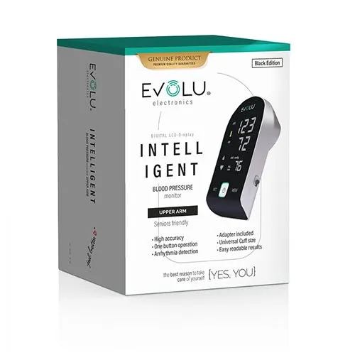 EVOLU kraujospūdžio matuoklis automatinis žastinis INTELLIGENT BLACK EDITION