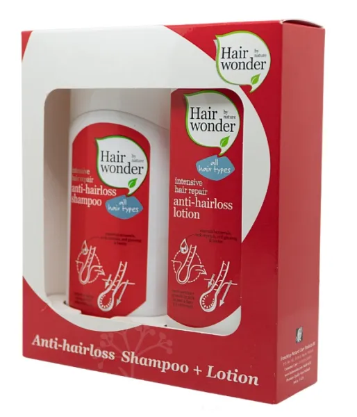 HAIRWONDER Anti-hairloss losjonas + šampūnas slenkantiems plaukams