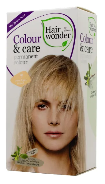 HAIRWONDER Colour&Care plaukų dažai be amoniako spalva labai šviesi blondinė 9