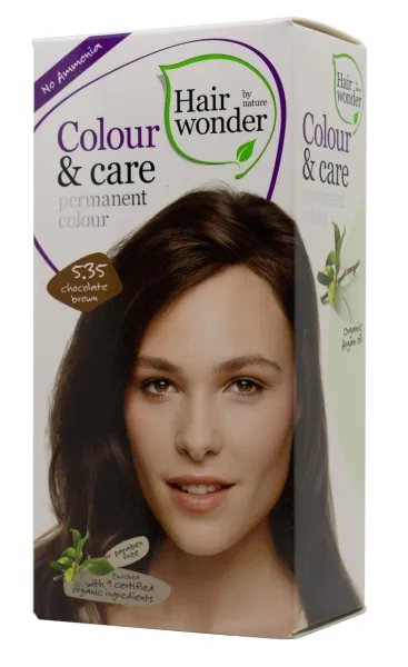 HAIRWONDER Colour&Care ilgalaikiai plaukų dažai be amoniako spalva šokolado ruda 5.35