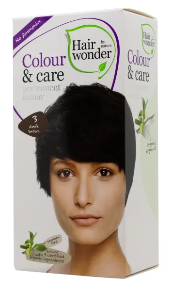 HAIRWONDER Colour&Care ilgalaikiai plaukų dažai be amoniako spalva tamsi ruda 3