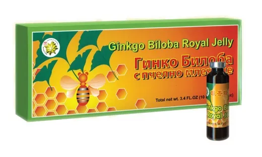 Maisto papildas Ginko biloba + Bičių pienelis 10x10ml (skystis buteliukuose)