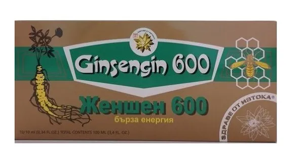 Maisto papildas ŽENŠENIS 600mg 10x10ml (skystis buteliukuose)