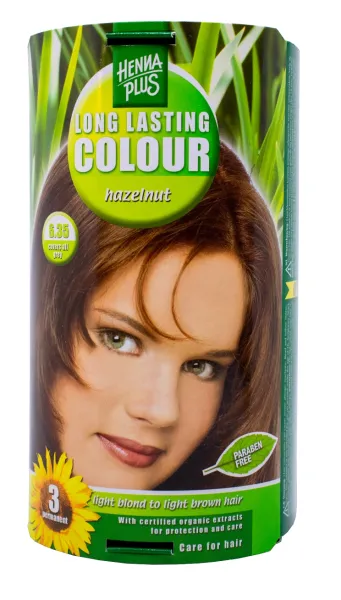 HENNAPLUS plaukų dažai ilgalaikiai su 9 ekologiškais augaliniais ekstraktais spava riešuto 6.35