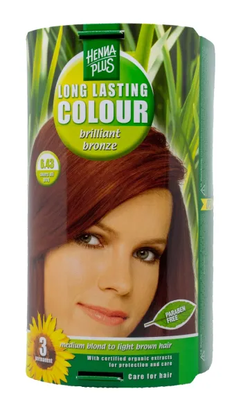 HENNAPLUS plaukų dažai ilgalaikiai su 9 ekologiškais augaliniais ekstraktais spalva žvilganti vario 6.43