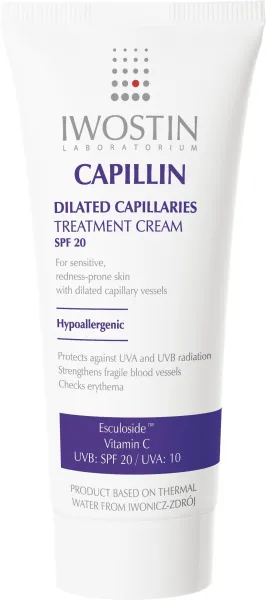 Kremas odai su išsiplėtusiais kapiliarais IWOSTIN CAPILLIN SPF20 40ml