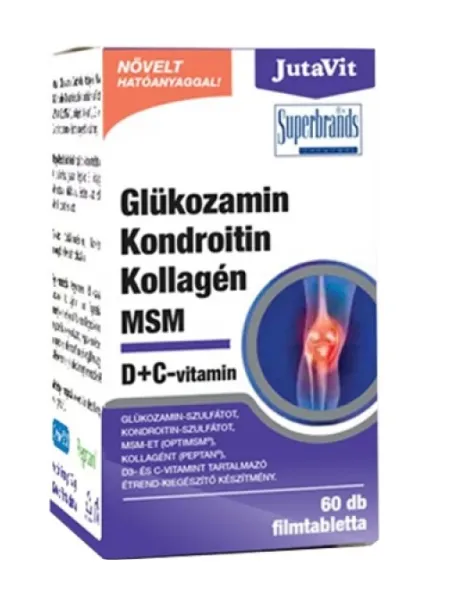 Maisto papildas JUTAVIT Gliukozaminas + Chondroitinas + Kolagenas + MSM + Vitaminas D3 ir C tabletės N60