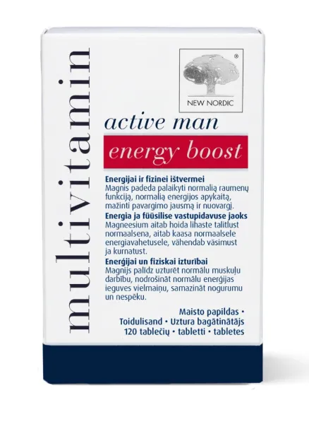 Maisto papildas multivitaminai vyrams NEW NORDIC active man energy boost N120