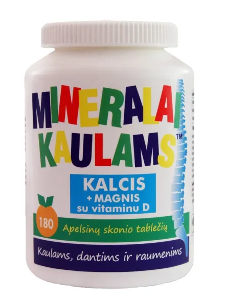 Maisto papildas NEW NORDIC mineralai kaulams apelsinų skonio kramtomosios tabletės N180