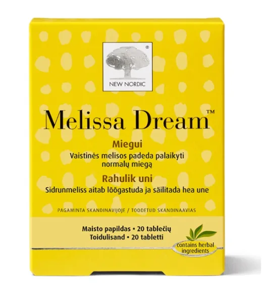 Maisto papildas NEW NORDIC Melissa Dream tabletės N20