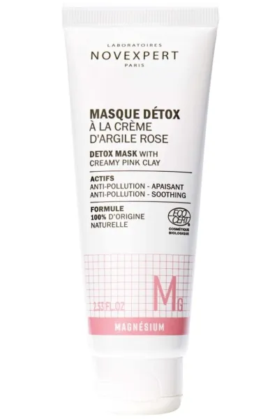 NOVEXPERT valomoji veido kaukė Detox su rožiniu moliu ir magniu 75ml