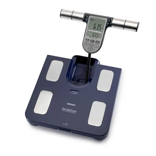 Kūno sudėties matuoklis su svarstyklėmis OMRON BF-511 (melsvas)