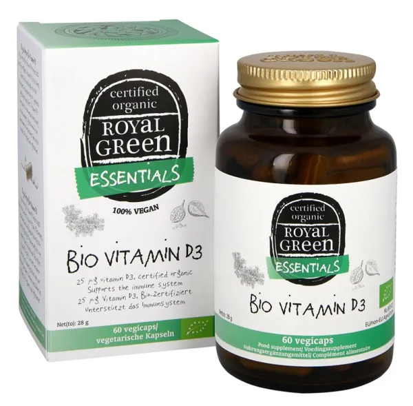 Maisto papildas ROYAL GREEN BIO Vitaminas D3 1000TV veganiškos kaps. N60