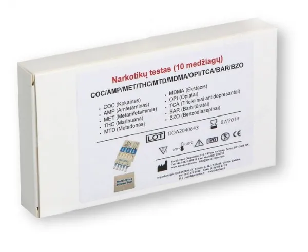 Multitestas 10 narkotinių medžiagų nustatymui šlapime N1