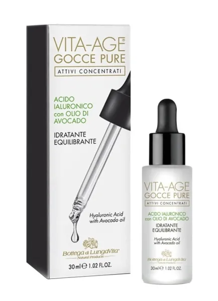 VITA-AGE GOCCE PURE aktyvus hialurono rūgšties koncentratas su avokadų al. 30ml