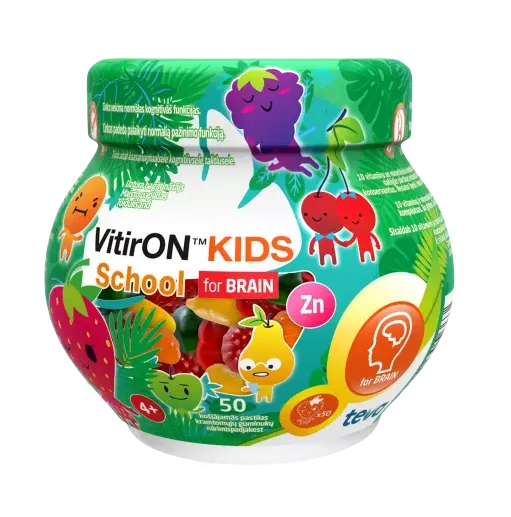 Maisto papildas VITIRON KIDS School for BRAIN smegenims kramtomieji guminukai N50