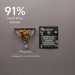 APIVITA EXPRESS BEAUTY kaukė veido su propoliu riebiai odai 8ml N2