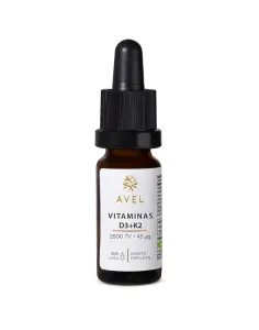 Maisto papildas AVEL VITAMINAS D3+K2 MK7 2500TV +100µg 300 lašų (aliejus)