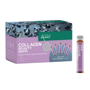Maisto papildas Acorus Balance Collagen Beauty shots apelsinų skonio odai, plaukams, nagams 25ml N28