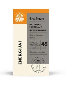 Maisto papildas ŠVF Ženšenis Energijai mikrogranulės kietosiose kapsulėse N45
