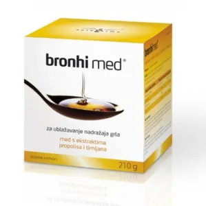 Maisto papildas BRONHI med medus su propolio ekstraktu ir čiobrelių tinktūra 210g