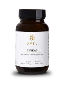 Maisto papildas AVEL CINKAS bioaktyvus cinko bisglicinatas kapsulės N90