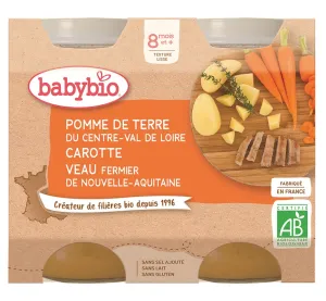 BABYBIO ekologiška bulvių, morkų ir veršienos tyrelė (nuo 8 mėn.) 2x200g