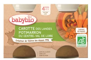 BABYBIO ekologiška moliūgų ir morkų tyrelė (nuo 4 mėn.) 2x130g