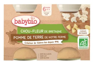 BABYBIO ekologiška žiedinių kopūstų ir bulvių tyrelė (nuo 6 mėn.) 2x130g