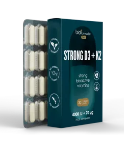 Maisto papildas Biofarmacija CAPS STRONG D3+K2 4000IU + 70mcg kapsulės N30