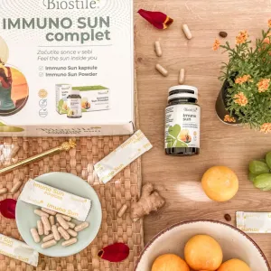 Maisto papildas BIOSTILE Immuno Sun Complet rinkinys imuniteto stiprinimui N30 miltelių + N30 kaps.