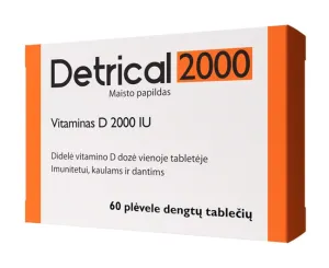 Maisto papildas DETRICAL 2000IU plėvele dengtos tabletės N60