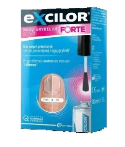 EXCILOR Forte teptukas nagų grybeliui gydyti 30ml