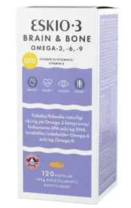Maisto papildas ESKIO-3 BRAIN&BONE Omega-3, 6 ir 9 riebalų rūgštys, kofermentas Q10, vitaminai D, E ir K N120