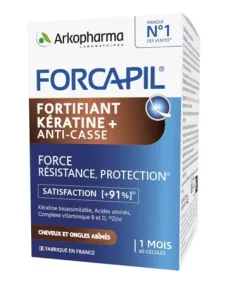 Maisto papildas FORCAPIL Fortifiant Keratine+ kapsulės pažeistiems plaukams ir nagams N60