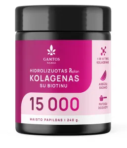 Maisto papildas GAMTOS NAMAI Hidrolizuotas Peptan kolagenas 15000 su biotinu arbūzų skonio 240g