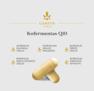 Maisto papildas GAMTOS NAMAI Kofermentas Q10 kapsulės N60