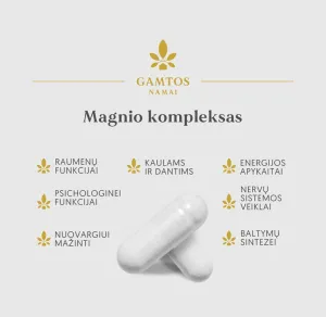 Maisto papildas GAMTOS NAMAI Magnio Kompleksas kapsulės N120