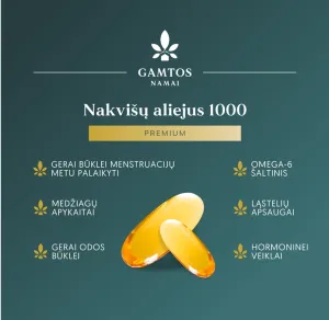 Maisto papildas GAMTOS NAMAI Nakvišų Aliejus 1000 Premium kapsulės N60