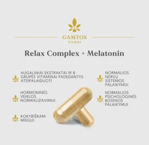 Maisto papildas GAMTOS NAMAI Relax complex + Melatonin kapsulės N90