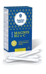 Maisto papildas GAMTOS NAMAI MAGNIS PLIUS Vitaminai B12 ir C (granulės) 21 pak