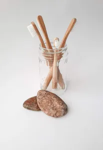 GREEN WHALE bambukinis dantų šepetėlis vidutinio kietumo šereliais suaugusiems