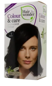 HAIRWONDER Colour&Care (spalva: juoda 1) ilgalaikiai plaukų dažai be amoniako