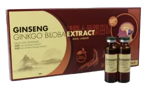 Maisto papildas HERBIN ŽENŠENIS + GINKO BILOBA ekstraktas (skystas buteliukuose) 10x10ml