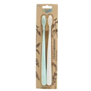 JACK N‘JILL natūralių dantų šėpetėlių komplektas 2 vnt (žalias ir baltas)